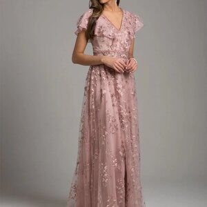 Lara 29966 - Lace, V-Neck Dress, Color Mauve, Size 14, NWT